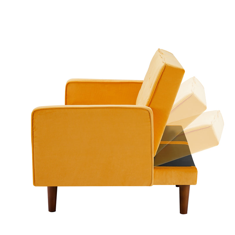 Yellow split sofa