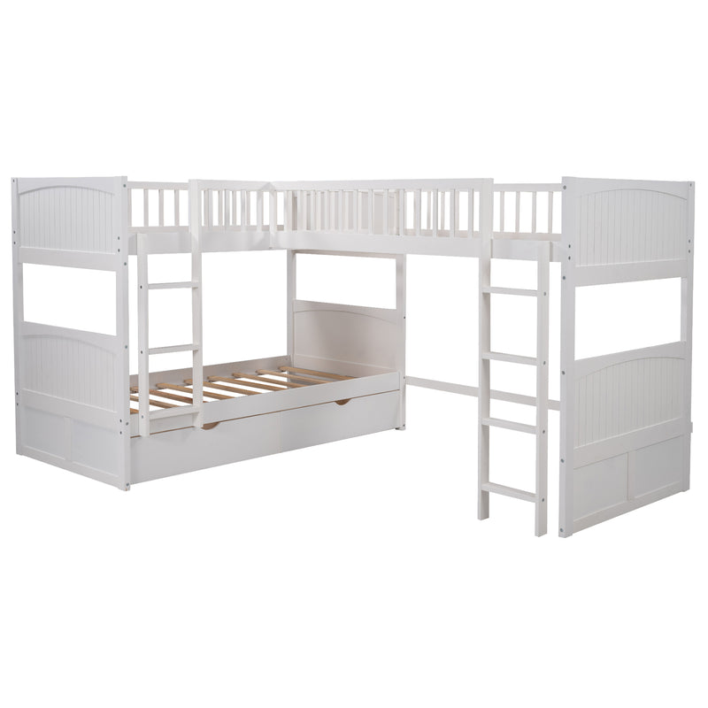 Twin Size Bunk Bed with a Loft Bed attached, with Two Drawers