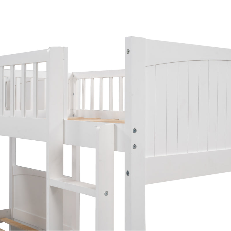 Twin Size Bunk Bed with a Loft Bed attached, with Two Drawers