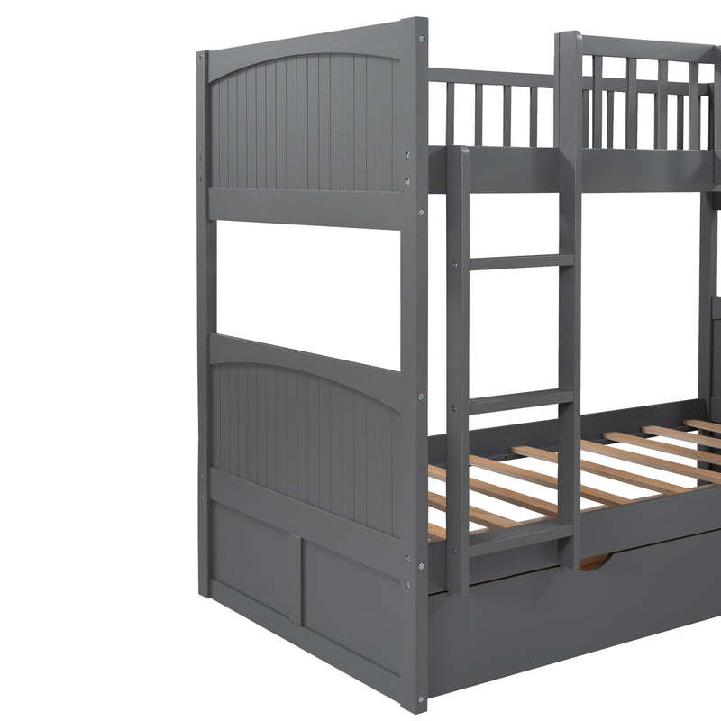 Twin Size Bunk Bed with a Loft Bed attached, with Two Drawers