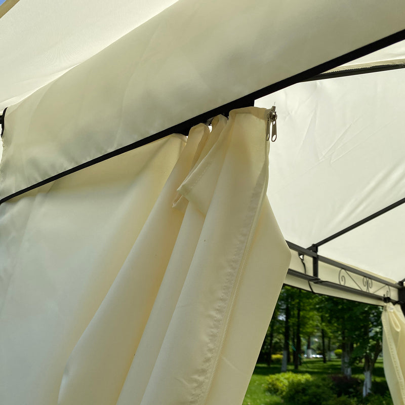 10x10 Ft Outdoor Patio Garden Gazebo Tent,Outdoor Shading, Gazebo Canopy With Curtains,Beige