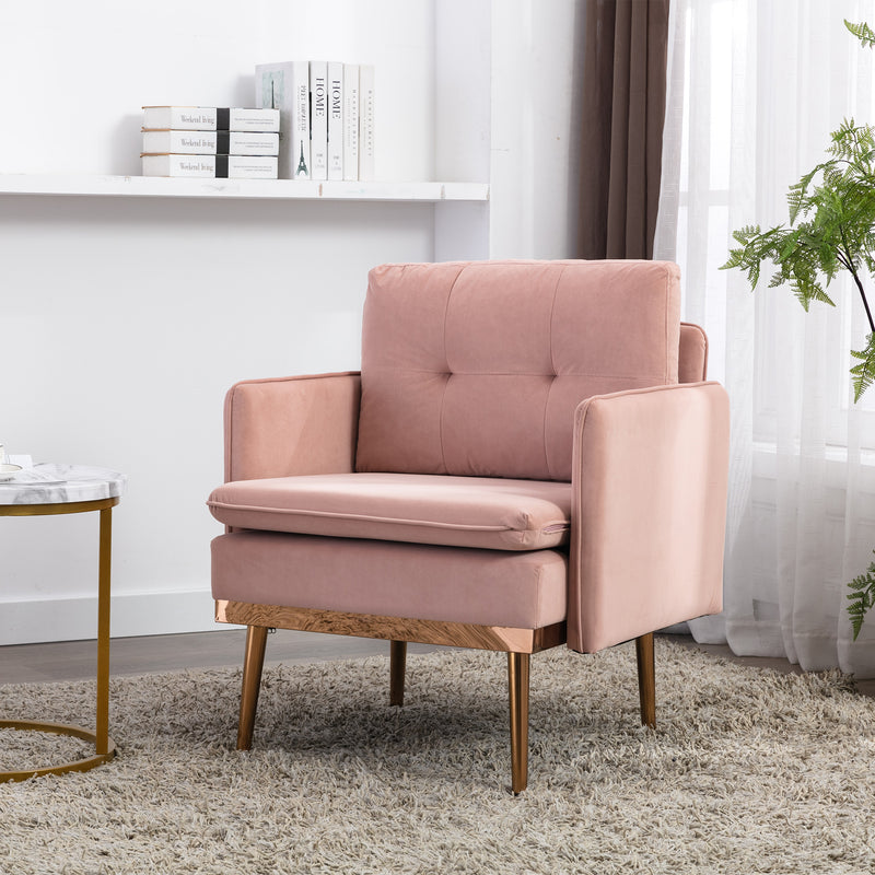 Living Room Chairs Modern Tufted Chaise Lounge Chair/Accent Chair Pink