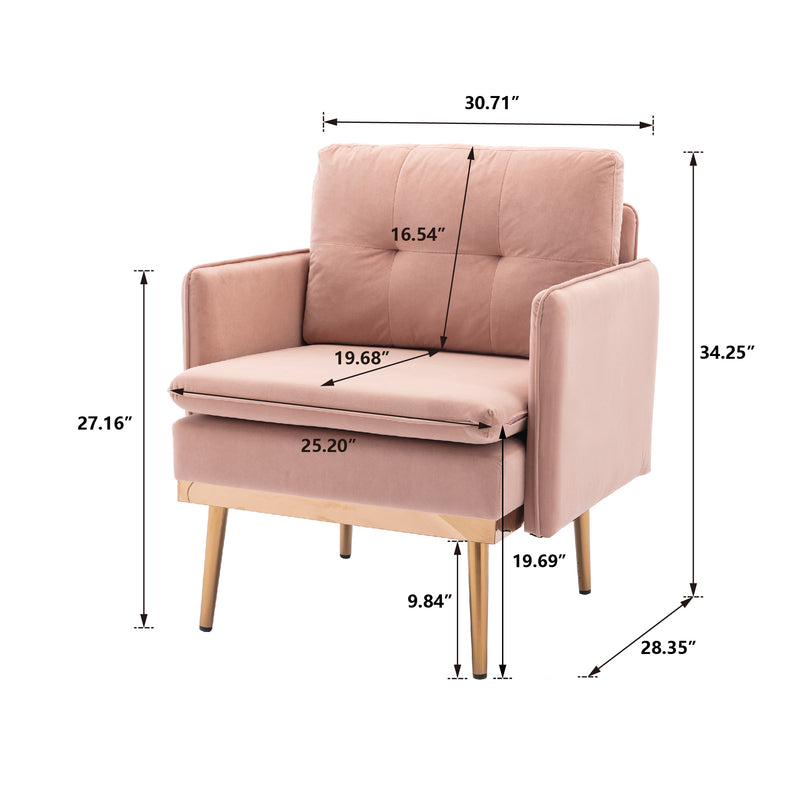 Living Room Chairs Modern Tufted Chaise Lounge Chair/Accent Chair Pink