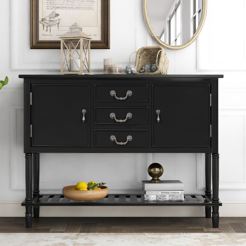 Modern Console Table Sofa Table for Living Room with 3 Drawers, 2 Cabinets and 1 Shelf