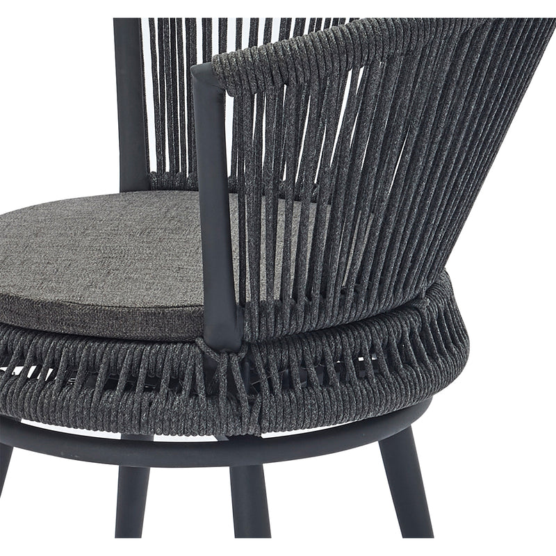 Modern outdoor table and chair woven-belt rope wicker hand-make weaving furniture Swivel Rope Chair 3PCS Rattan Chair