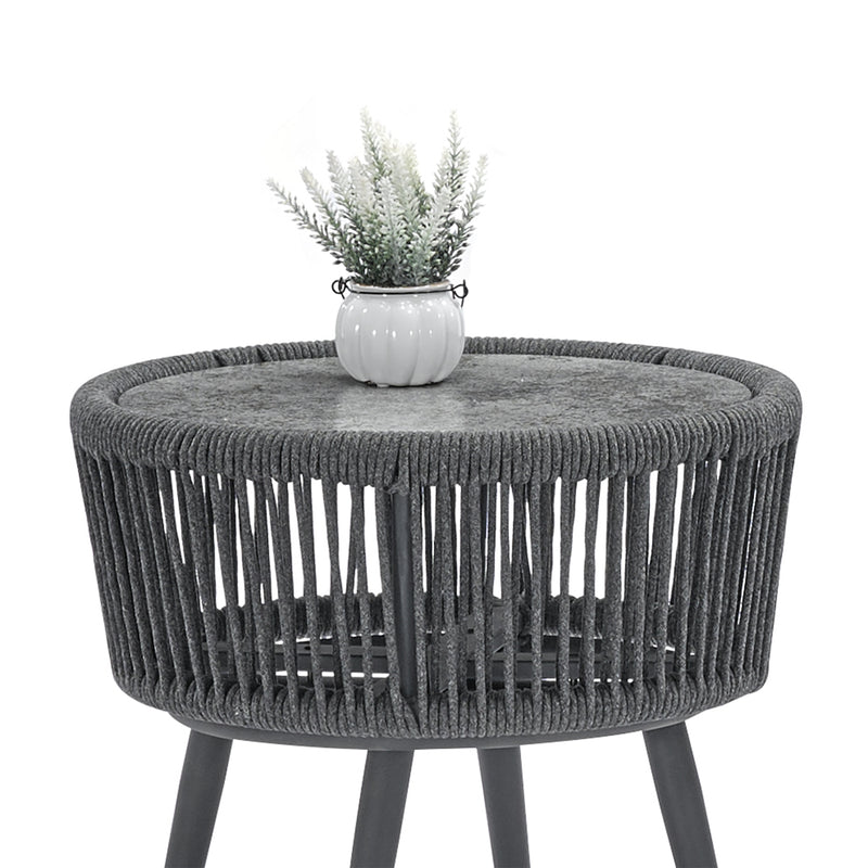 Modern outdoor table and chair woven-belt rope wicker hand-make weaving furniture Swivel Rope Chair 3PCS Rattan Chair