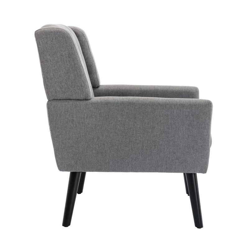 Modern Soft Linen Material Ergonomics Accent Chair Living Room Chair Bedroom Chair Home Chair With Black Legs For Indoor Home