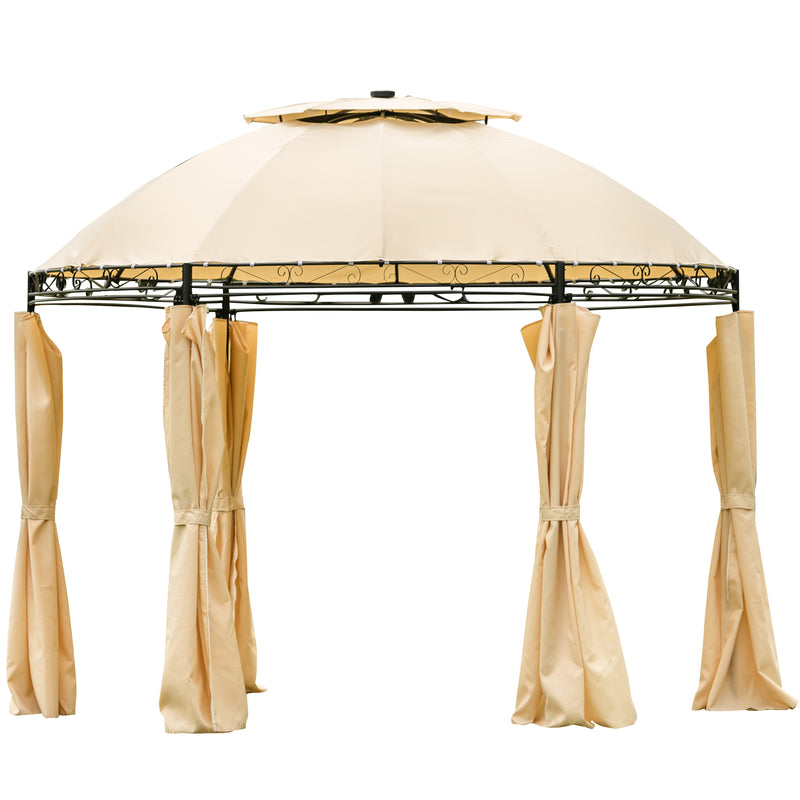 Outdoor Gazebo Steel Fabric Round Soft Top Gazebo，Outdoor Patio Dome Gazebo with Removable Curtains