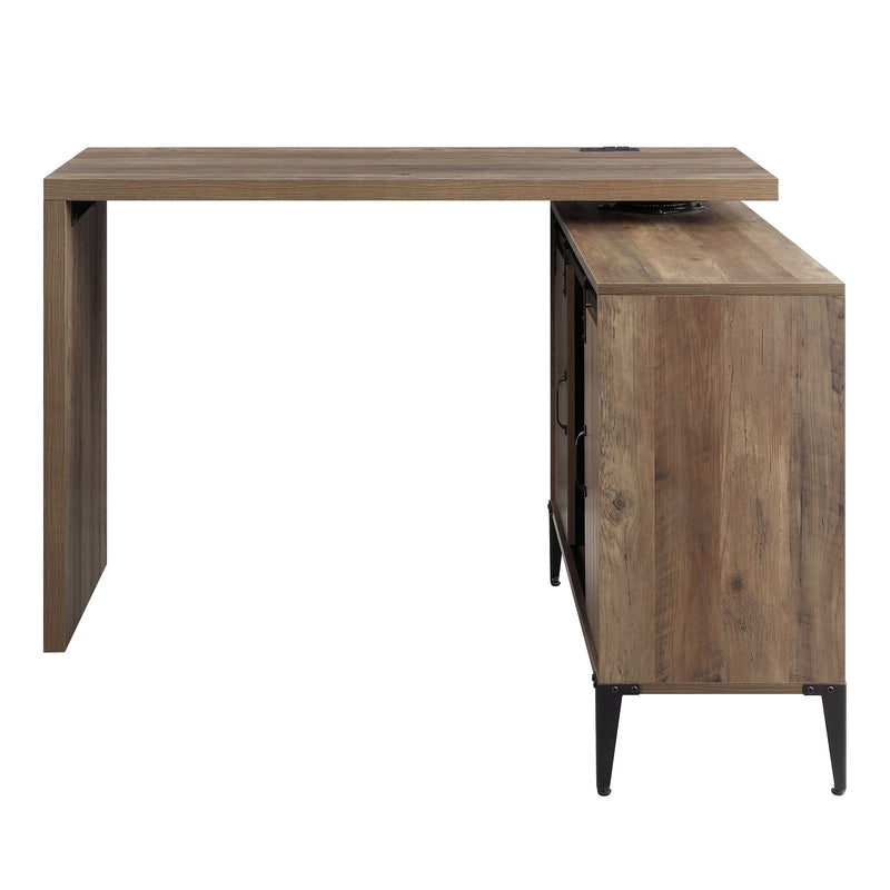 Writing Desk w/USB-Desk, Rustic Oak & Black Finish