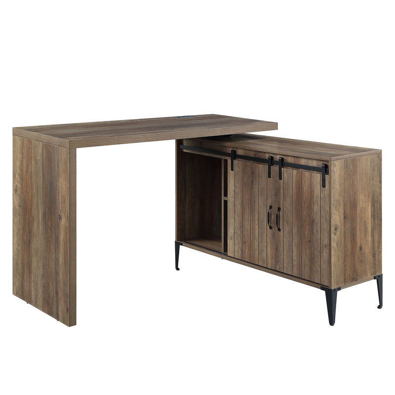 Writing Desk w/USB-Desk, Rustic Oak & Black Finish