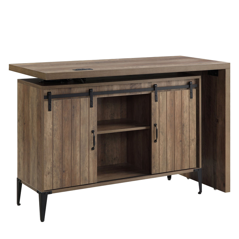 Writing Desk w/USB-Desk, Rustic Oak & Black Finish