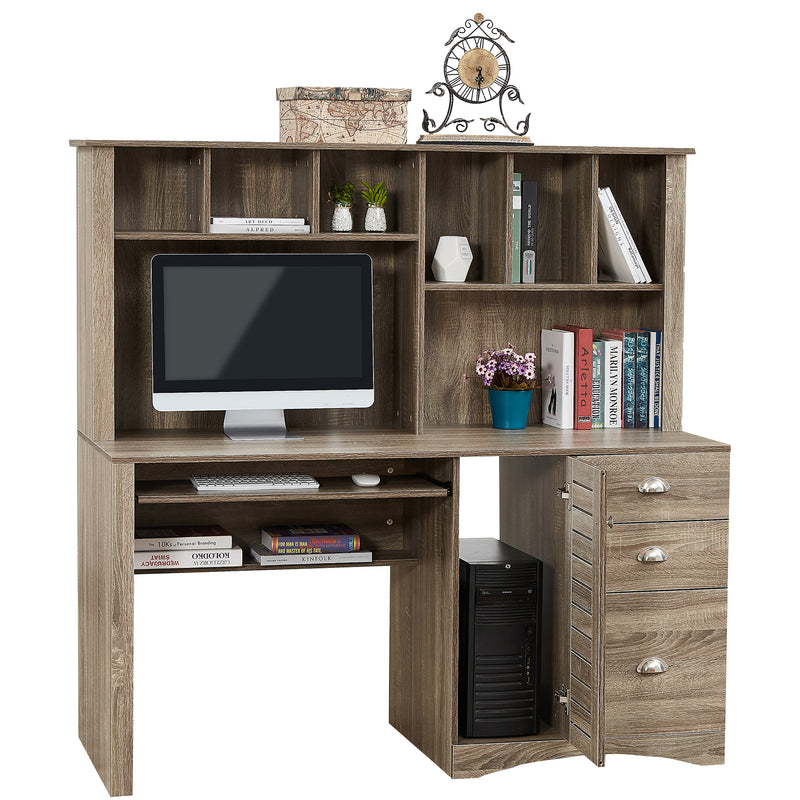 Home Office Desk Computer Desk with Storage and Shelf Functional Writing Desk Letter-size Drawer