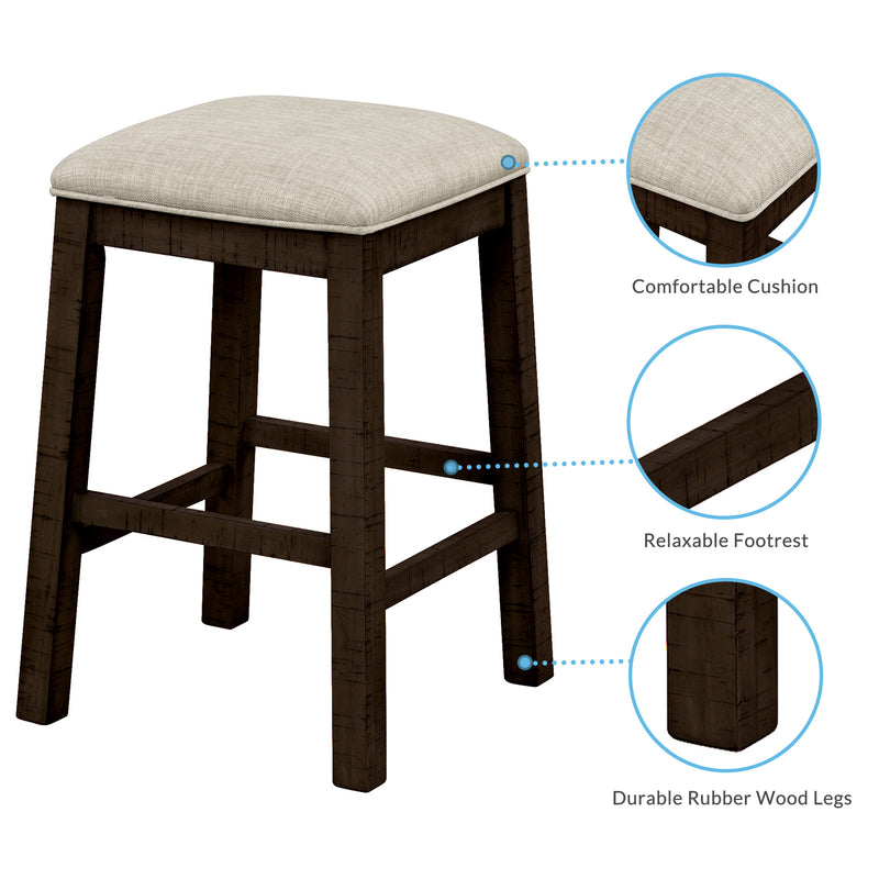 4 Pieces Counter Height Table with Fabric Padded Stools,Rustic Bar Dining Set with Socket