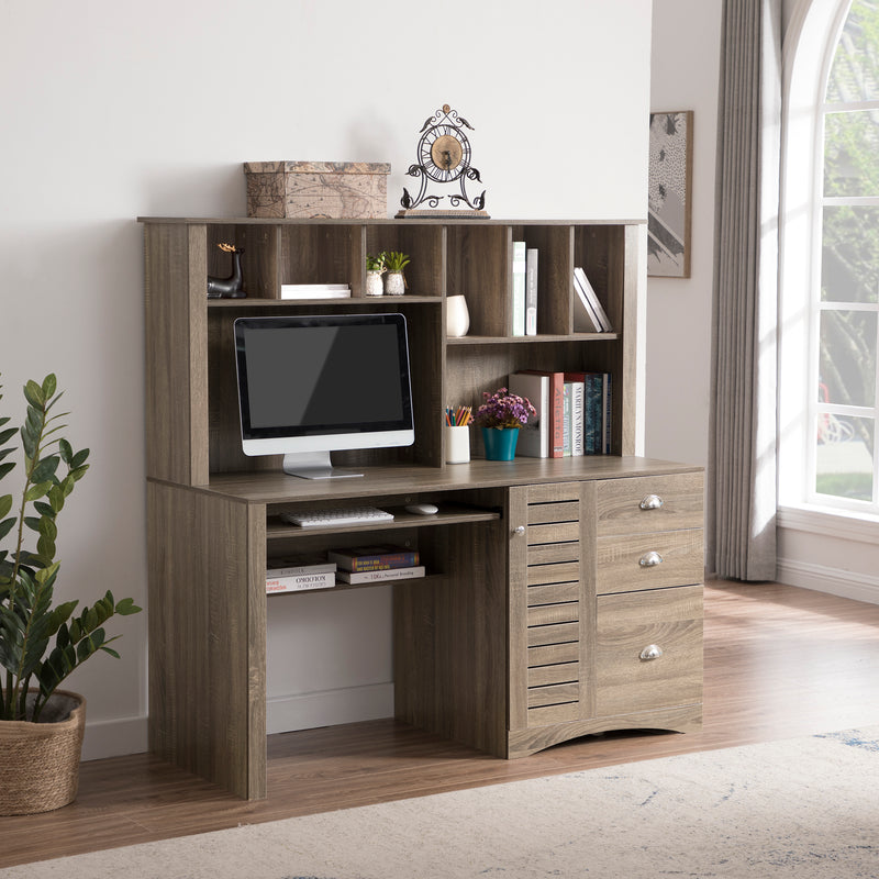 Home Office Desk Computer Desk with Storage and Shelf Functional Writing Desk Letter-size Drawer