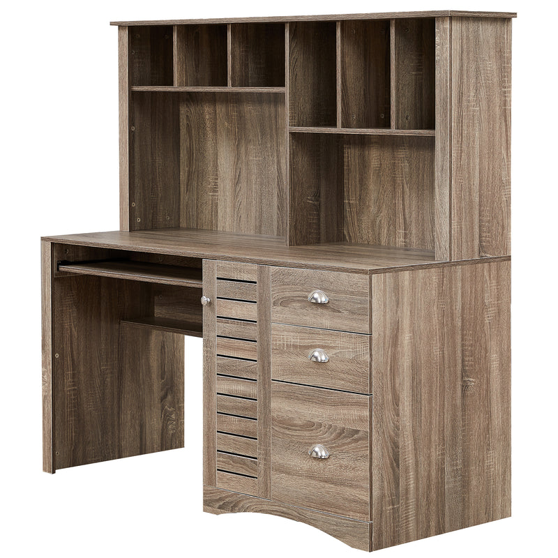 Home Office Desk Computer Desk with Storage and Shelf Functional Writing Desk Letter-size Drawer