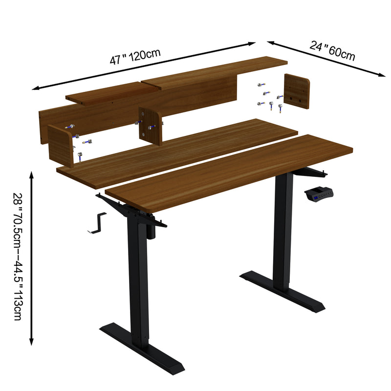 47’ Electric Height Adjustable Office Desk with bookshelf