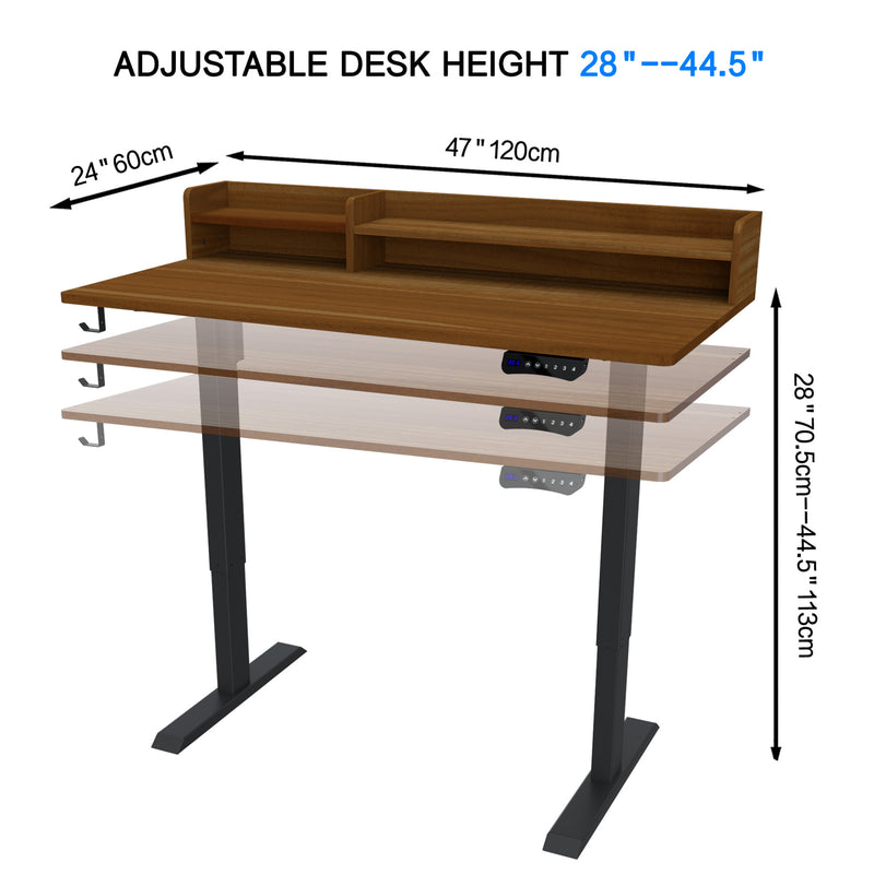 47’ Electric Height Adjustable Office Desk with bookshelf