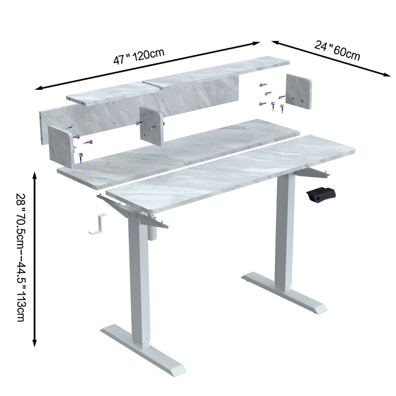 47’ Electric Height Adjustable Office Desk with bookshelf