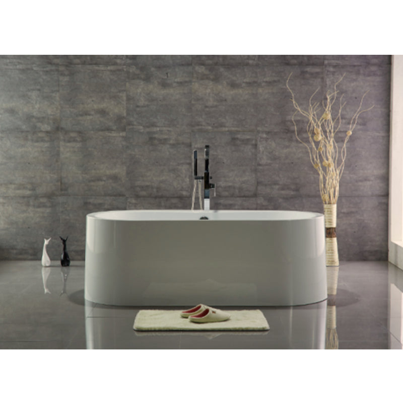 67 inch 100% Acrylic Freestanding Bathtub Contemporary Soaking Tub with Brushed Nickel Overflow and Drain