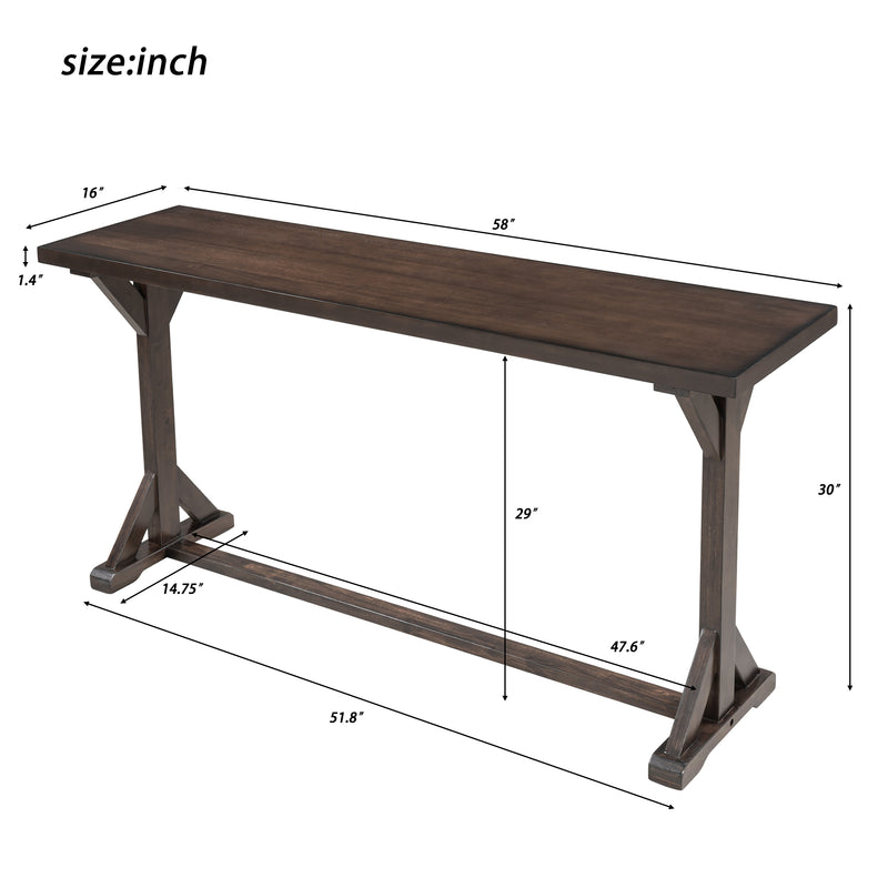 Livingroom Set Vintage Style Easy Assembly 58” Console Table Side Table with Firm Structure