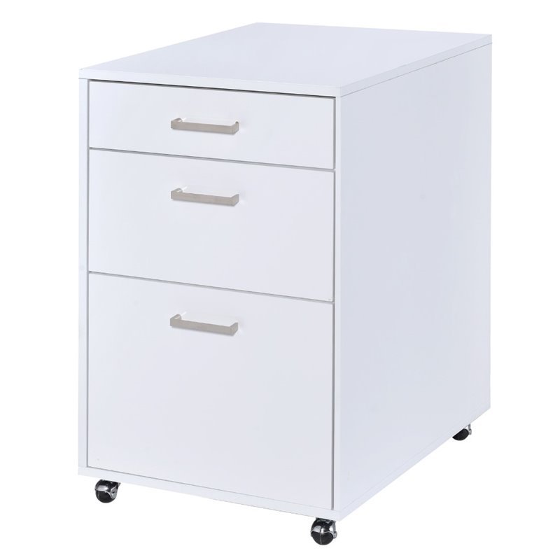 File Cabinet in White High Gloss & Chrome