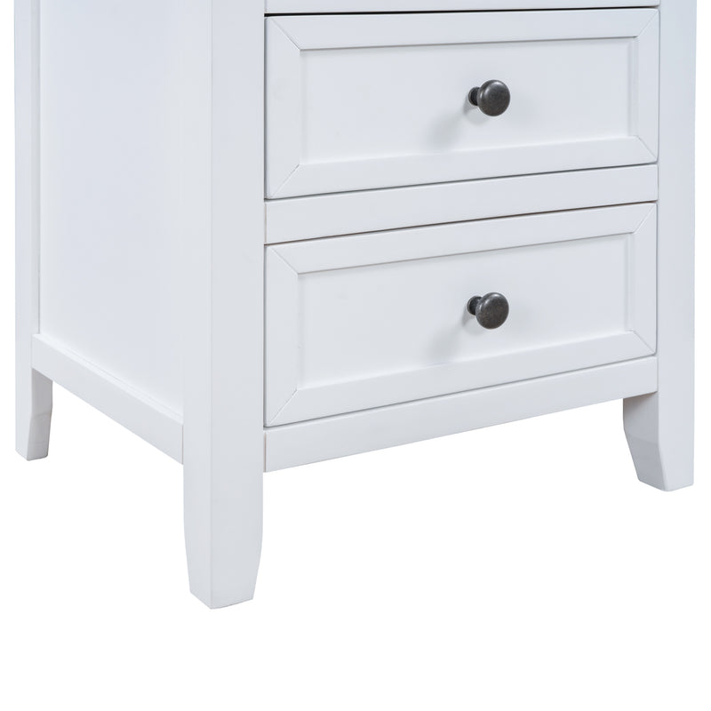 3-Drawer End Table Storage Wood Cabinet ，Solid wood frame