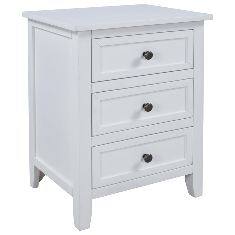 3-Drawer End Table Storage Wood Cabinet ，Solid wood frame