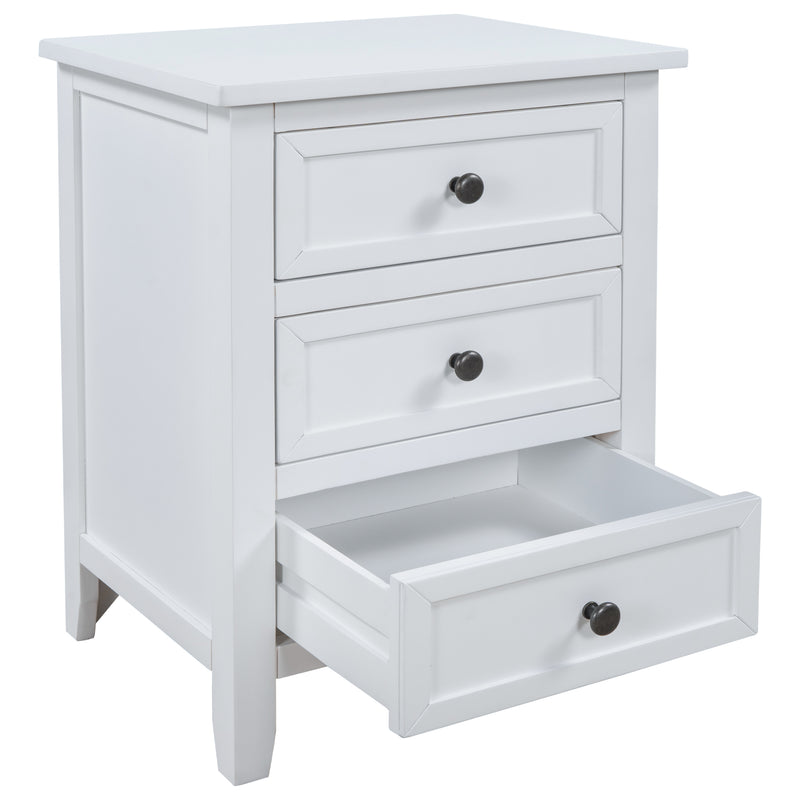 3-Drawer End Table Storage Wood Cabinet ，Solid wood frame