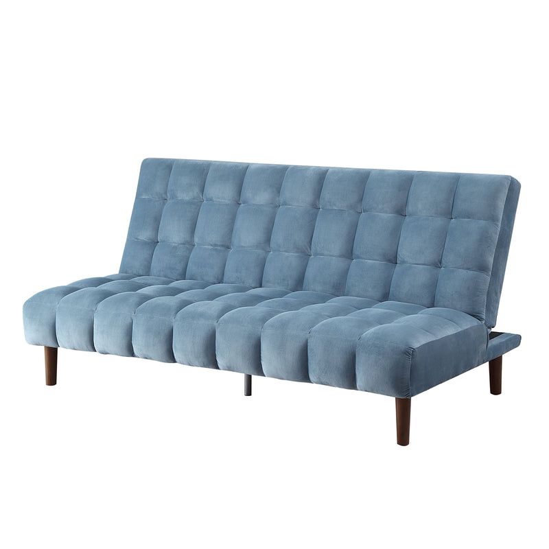 Adjustable Sofa in Teal Velvet & Dark Walnut Finish