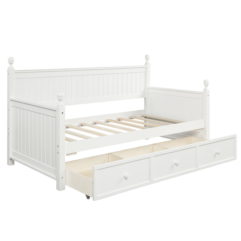 Wood Daybed with Three Drawers ,Twin Size Daybed,No Box Spring Needed ,White