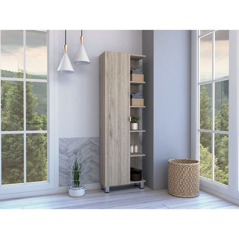 Portland 5-Shelf Linen Cabinet Light Grey