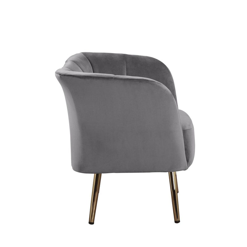 Accent Chair, Gray Velvet & Gold