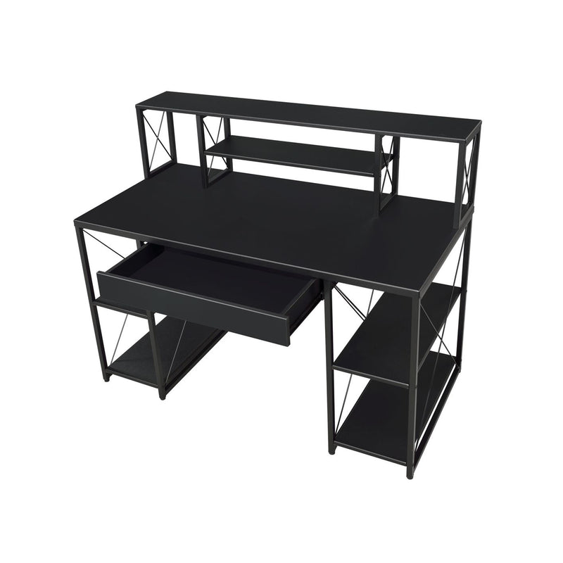 Metal Comupter Desk with Drawer and Shelves