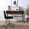 Metal Frame Wood Computer Table Built-in USB Port Writing Desk