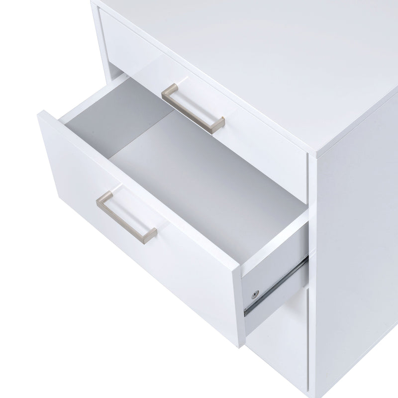 File Cabinet in White High Gloss & Chrome