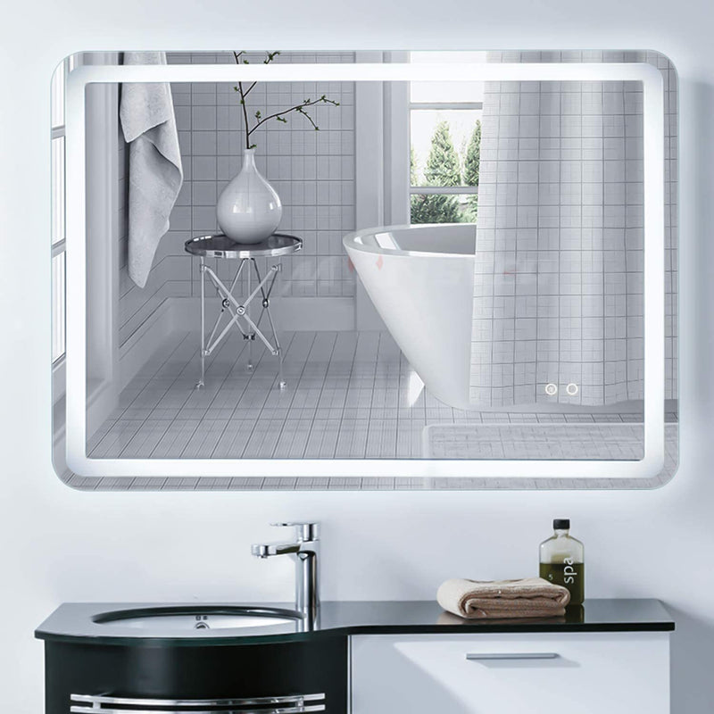 Simple Deluxe 36 x 28 Inch Large Wall Anti-Fog Dimmable LED Bathroom Vanity Makeup Mirror with White/Warm Light（Horizontal/Vertical）, Transparent