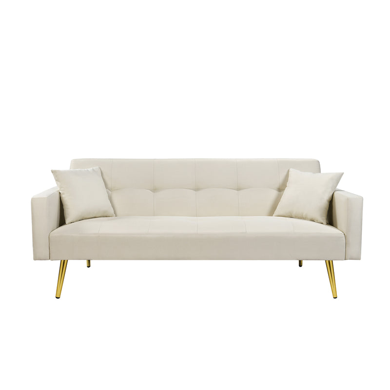 OFF WHITE  Convertible Fabric  Folding Futon Sofa Bed , Sleeper Sofa Couch for Compact Living Space.