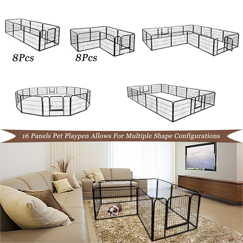 Portable Outdoor Folding 16-panel Heavy Duty Metal Pet Playpen