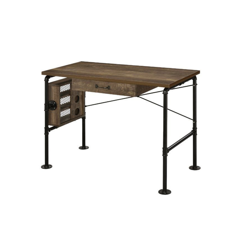 Metal Frame Wood Computer Desk Writing Desk with Drawer and Shelf