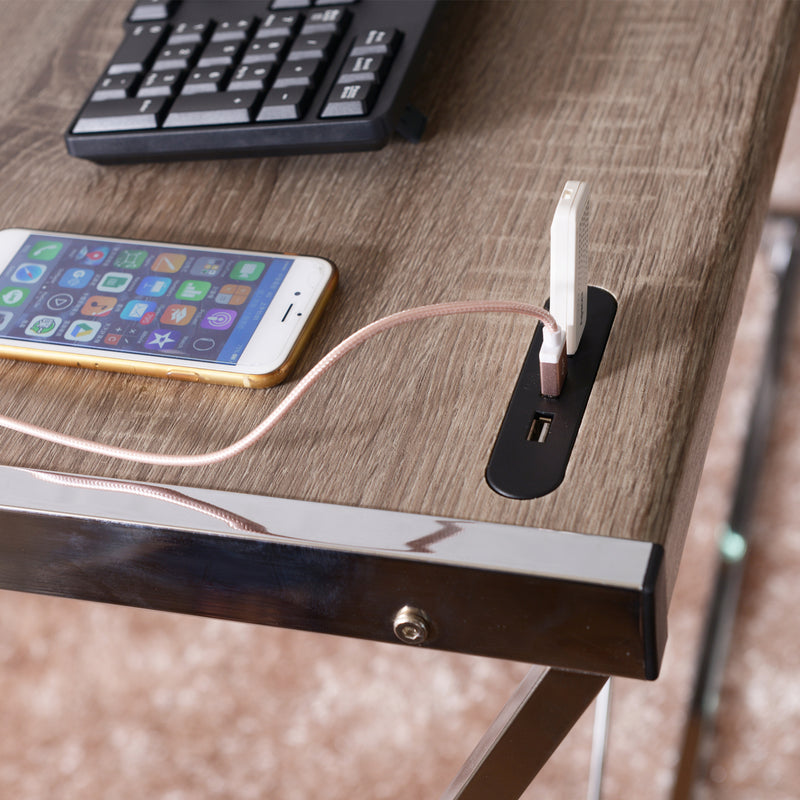 Desk in Weathered Oak & Chrome