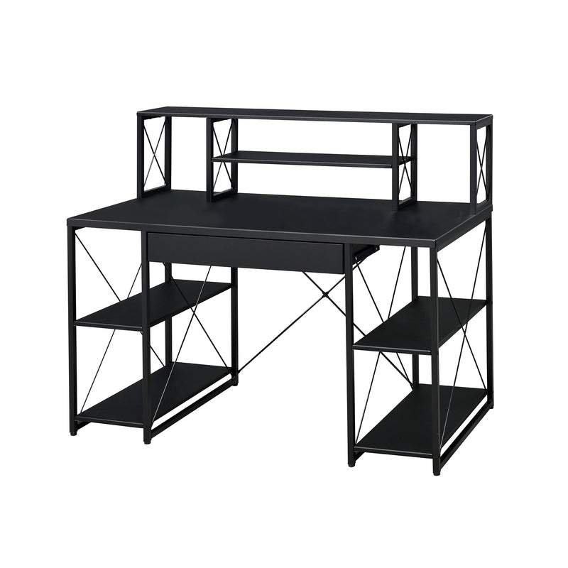 Metal Comupter Desk with Drawer and Shelves