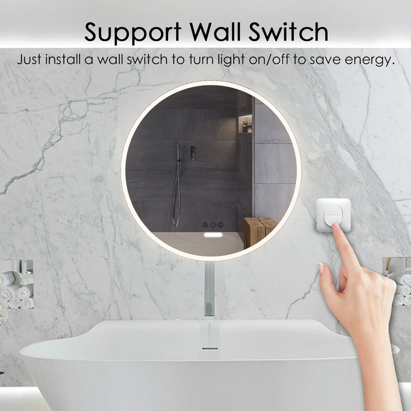 24 inch Acrylic LED Round mirror  anti fog switch Touch bathroom,bedroom