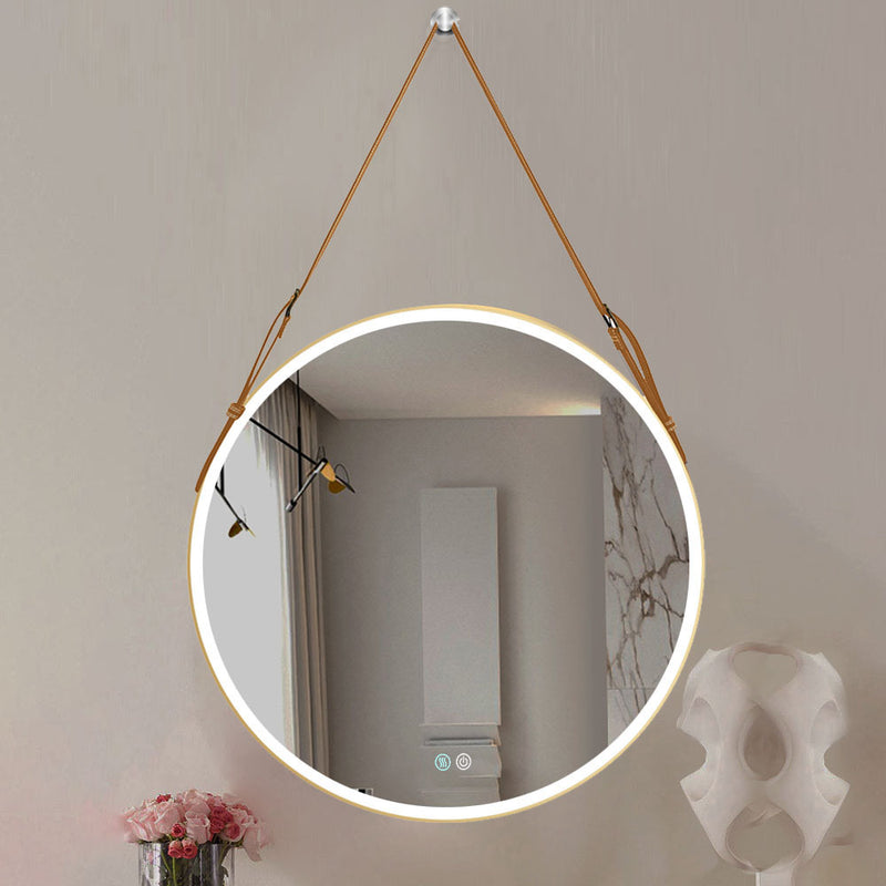 Bathroom LED Mirror 24 Inch Round Bathroom Mirror with Lights Smart 3 Lights Dimmable Illuminated Bathroom Mirror Wall Mounted Large LED Mirror Anti-Fog Lighted Vanity Mirror