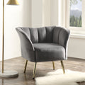 Accent Chair, Gray Velvet & Gold