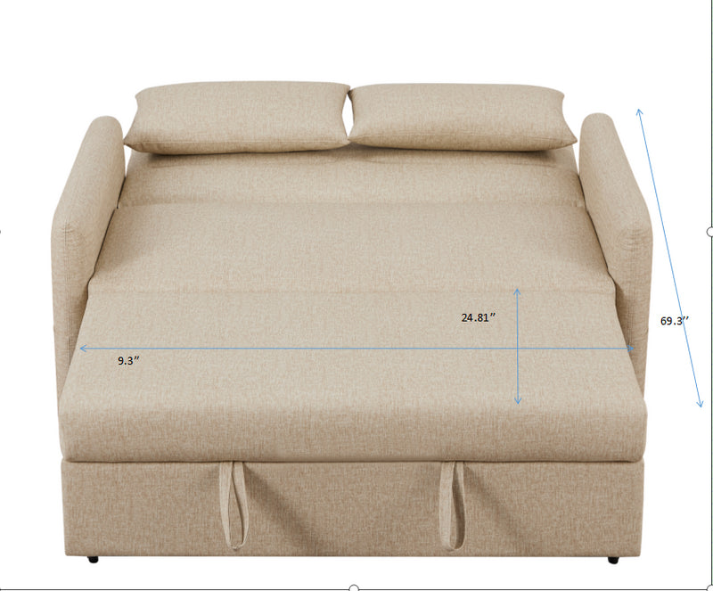 2033 Fabric Leather Khaki 2 Seat Sofa