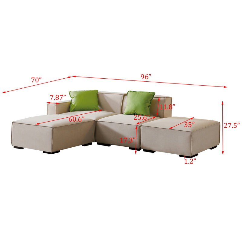 Modular Sectional Fabric Sofa (Beige)