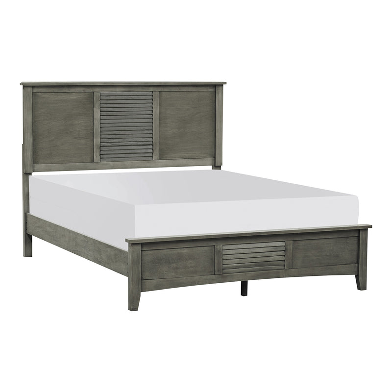 Transitional Style Cool Gray Finish 1pc Queen Size Bed Birch Veneer Wood Bedroom Furniture