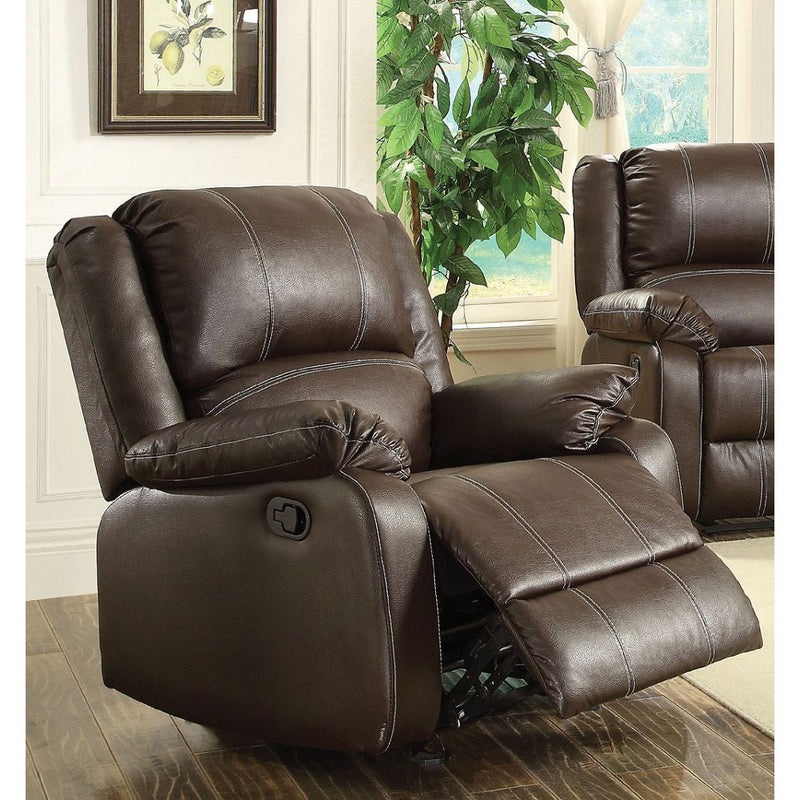 Zuriel Rocker Recliner (Motion) in Brown PU