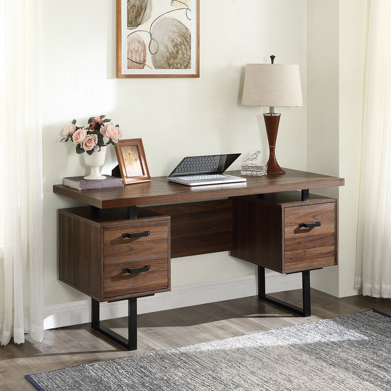 Home Office Computer Desk with drawers/hanging letter-size files/59 inch Writing Study Table with Drawers