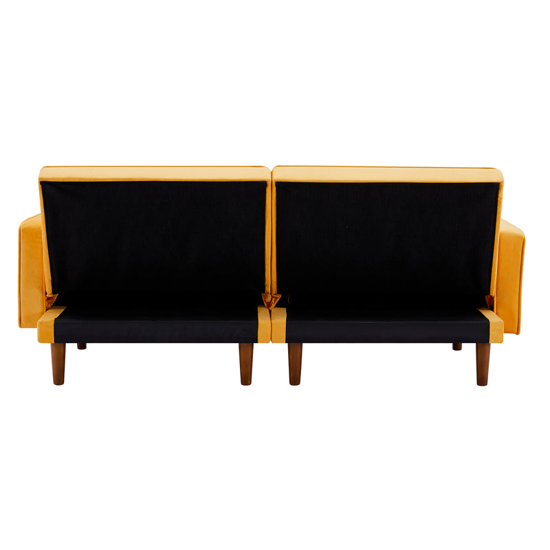 Yellow split sofa